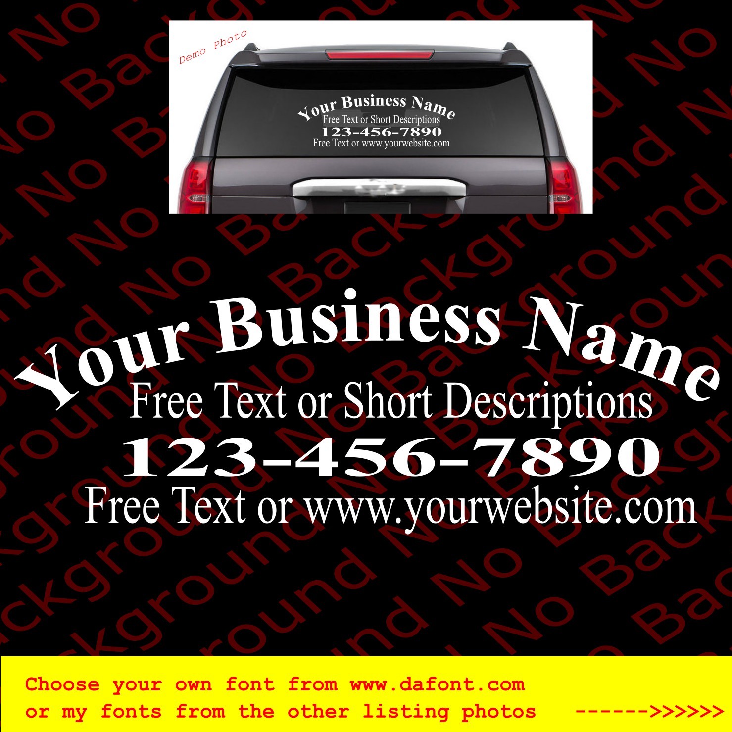 Custom Business Vinyl Decal Name Information Phone for Truck Back Window BS018