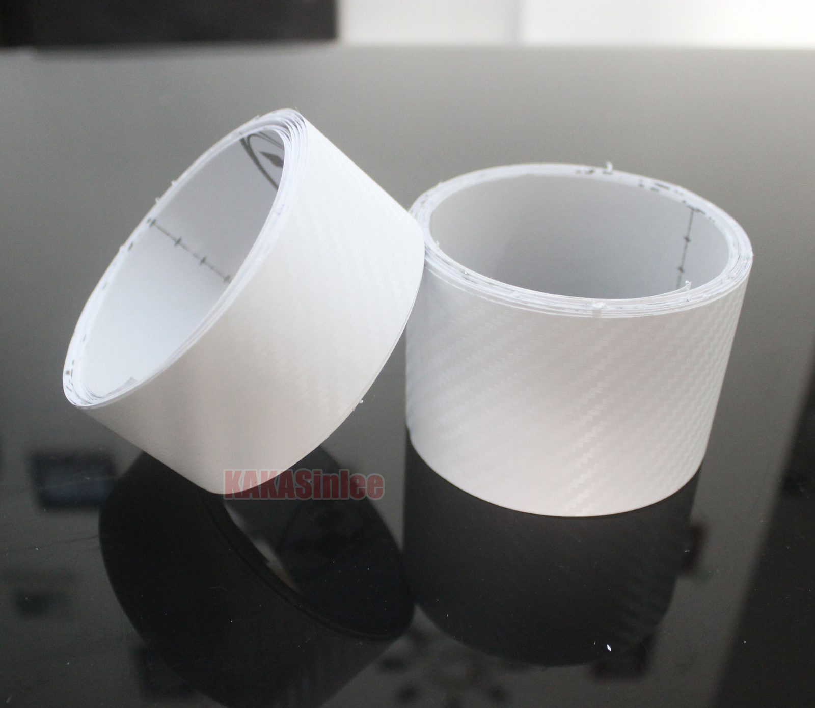 3D White Sheet Car PVC Grain Carbon Fiber Vinyl Tape Wrap Sticker Decors Strips
