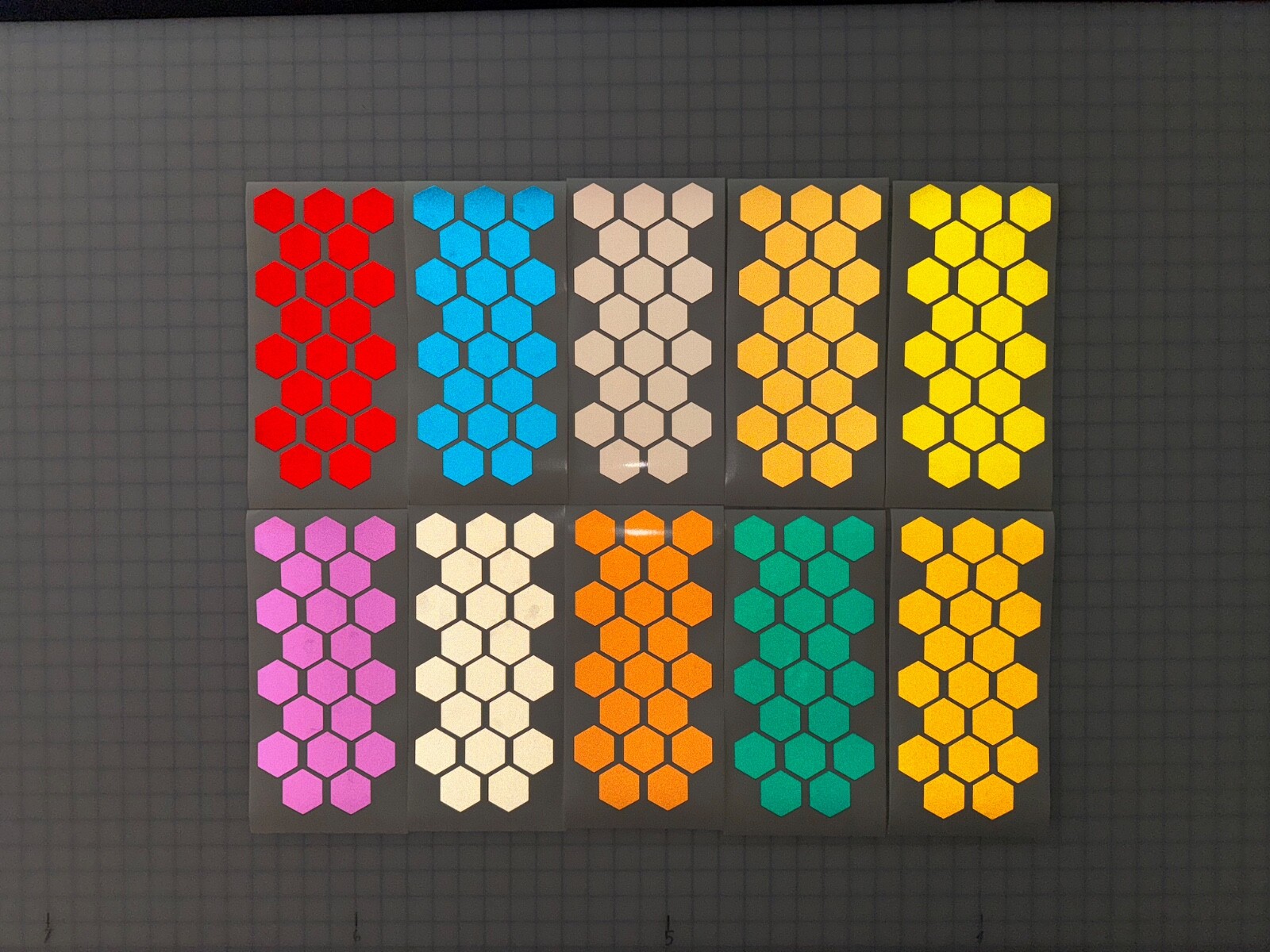 20 Reflective 1.75″ x 1.52″ ELG Hexagons (10 Different Colors) Sticker Decal