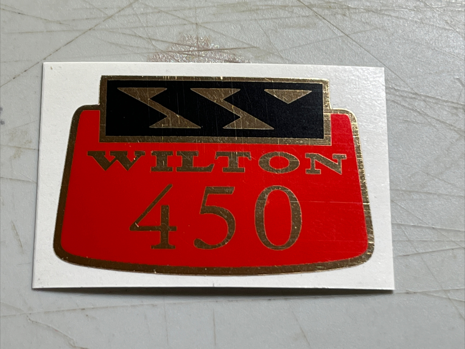 Wilton Vise 450 Decal Red Black On Gold Foil 1 1/2” Long