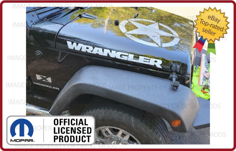 (2x) Jeep WRANGLER Hood Vinyl Decals Graphics Stickers JL SILVER SJ4T7