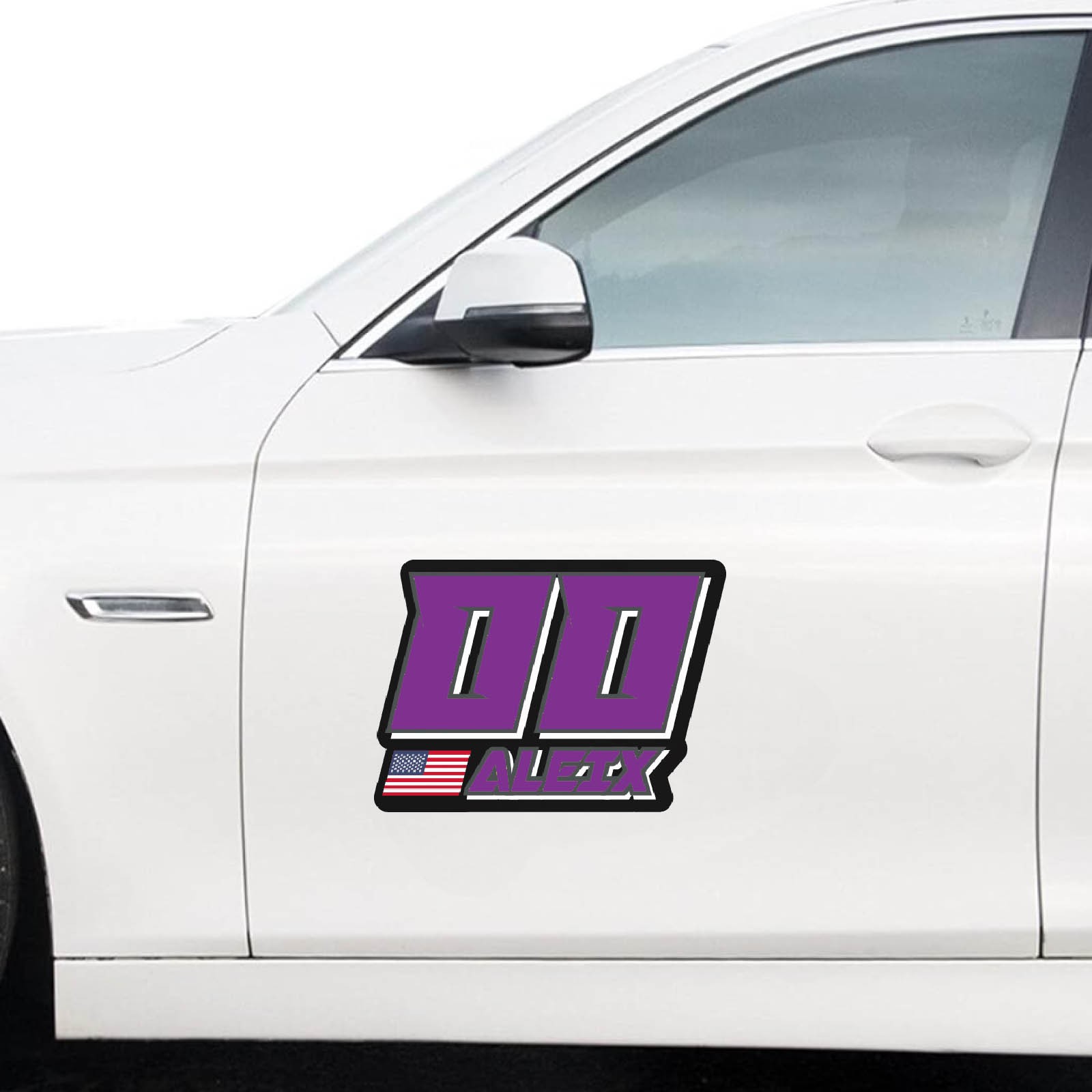 Number Name Flag Stickers 8 inch Height x1 For HPDE SCCA Car Side Doors & Bikes