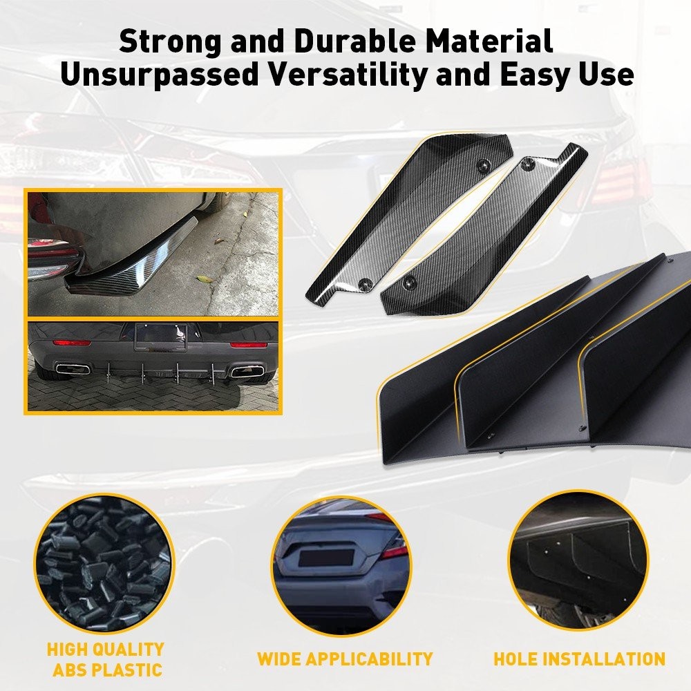 Universal Rear Bumper Diffuser 4-Fin Spoiler Lip Splitter + Rear Spats Ch M