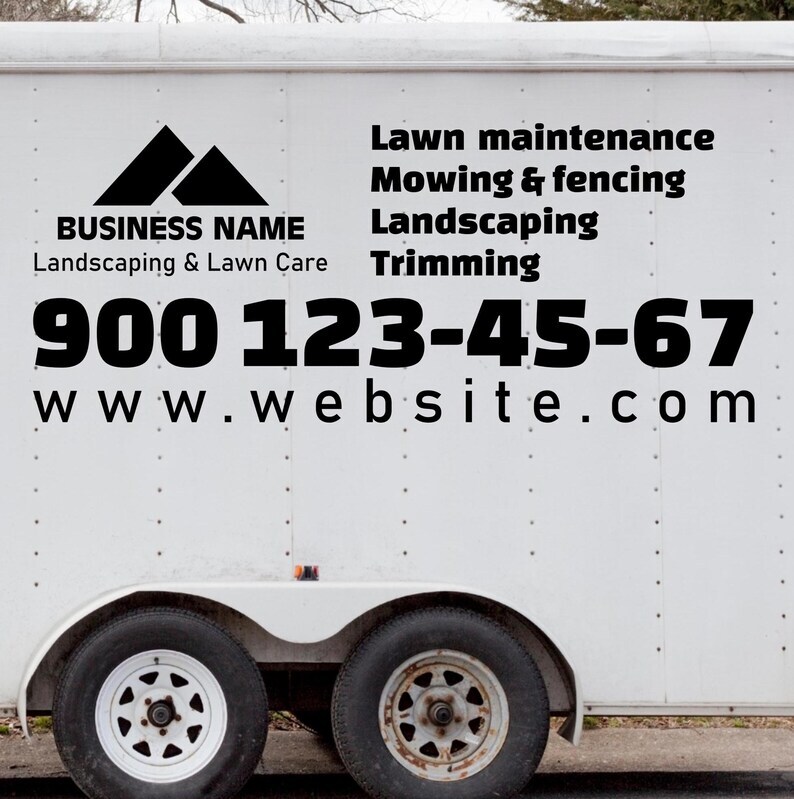 Set of 2 Custom Landscaping Truck Decal Signs, Personalized Business, Trailer