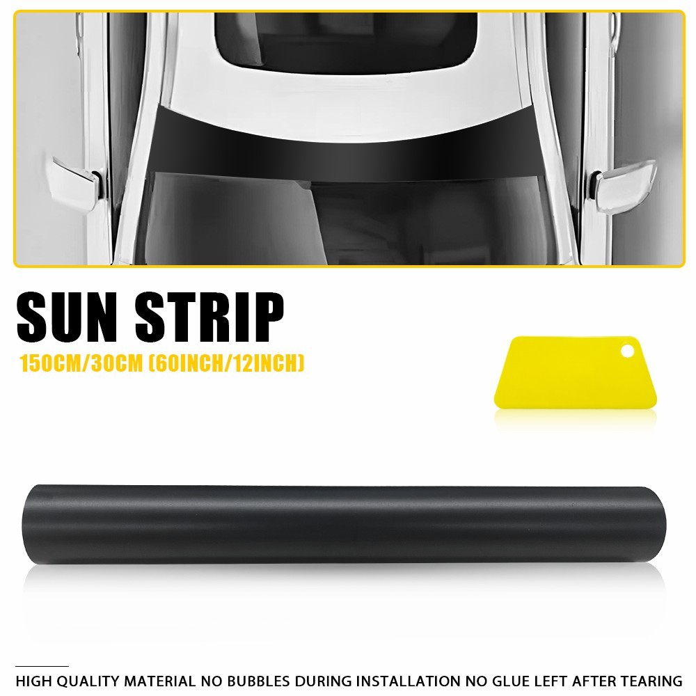 60″x12″ Windshield Banner Film Sun Strip Visor Premium Vinyl Decal Matte Black