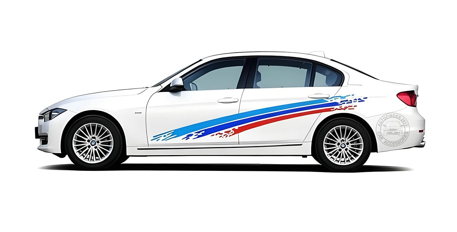 Graphics Tricolor Stripe Car Sticker For BMW X3 X4 X5 X6 Side Door Racing Decals