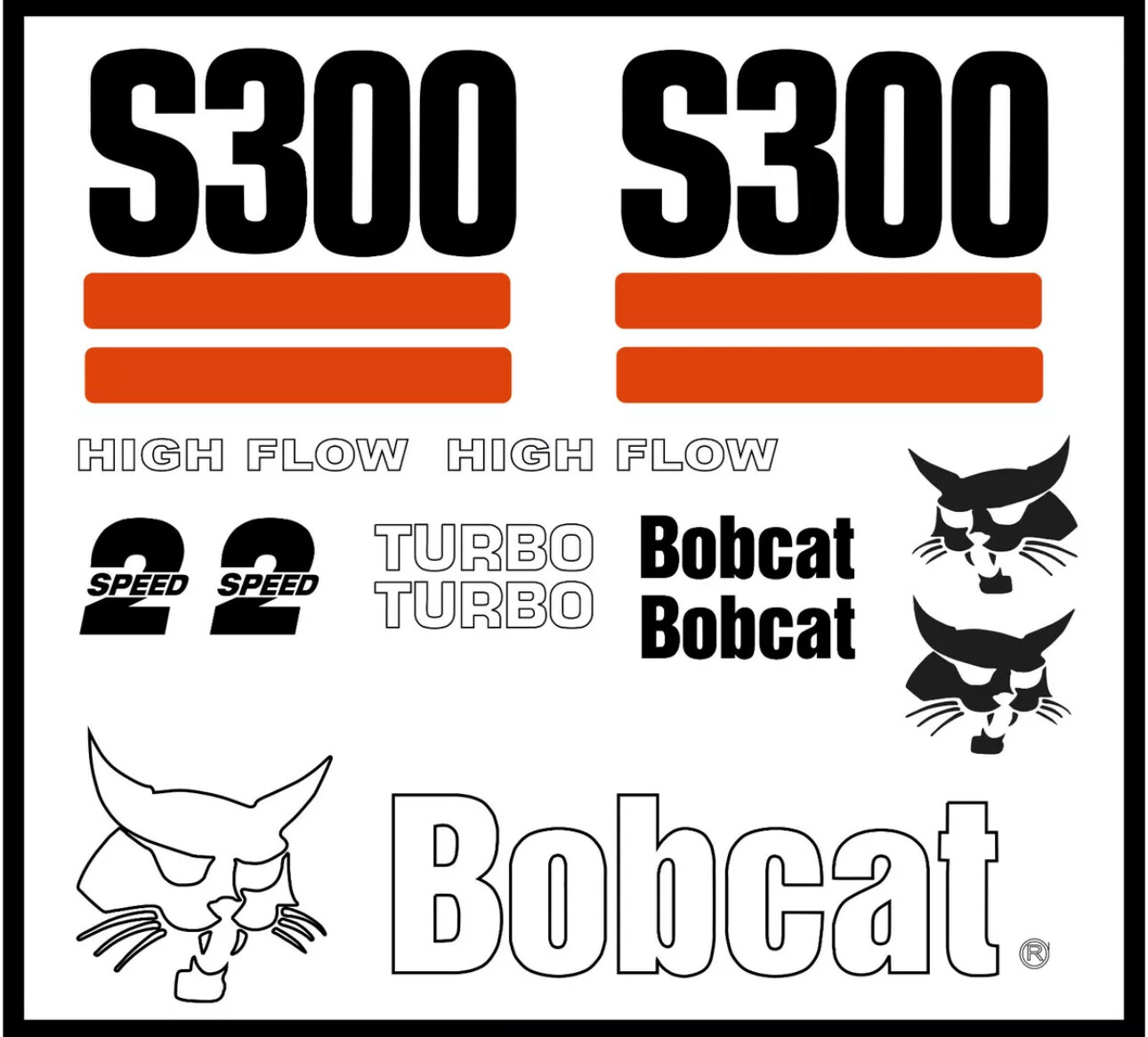 DECAL KIT for Bobcat skidsteer S300 track loader decals Stickers