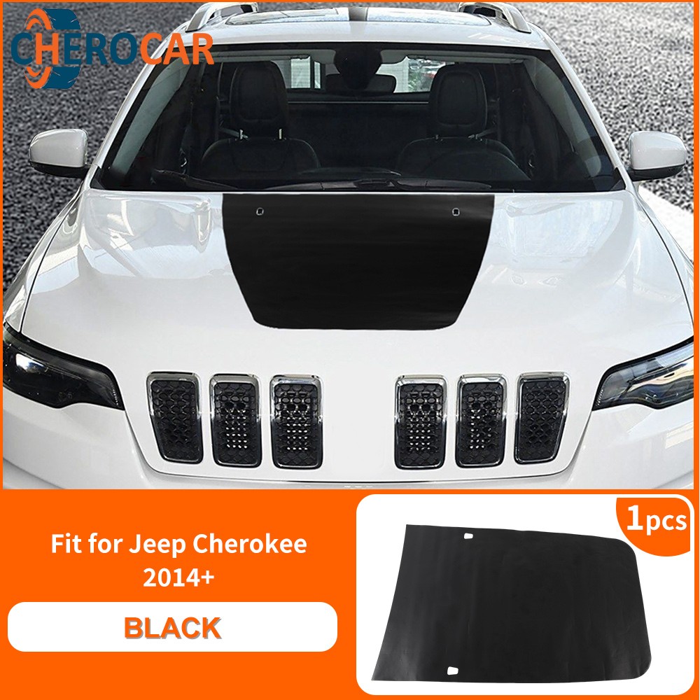 Black Engine Hood Bonnet Sticker Decals Vinyls For Jeep Cherokee 2014+ Exterior