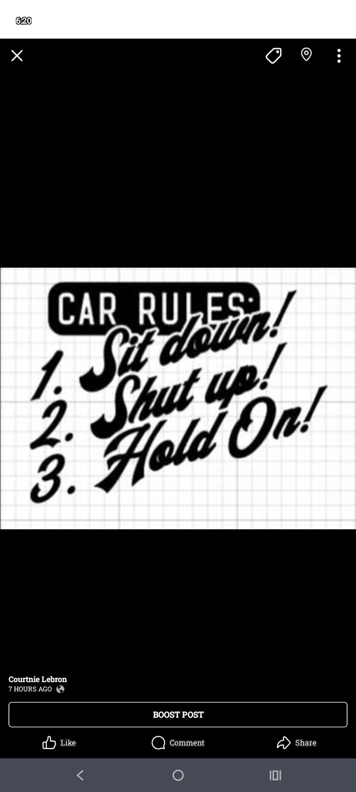 Car Rules White Vinyl Bumper Sticker Decal 4.5×5 Inches