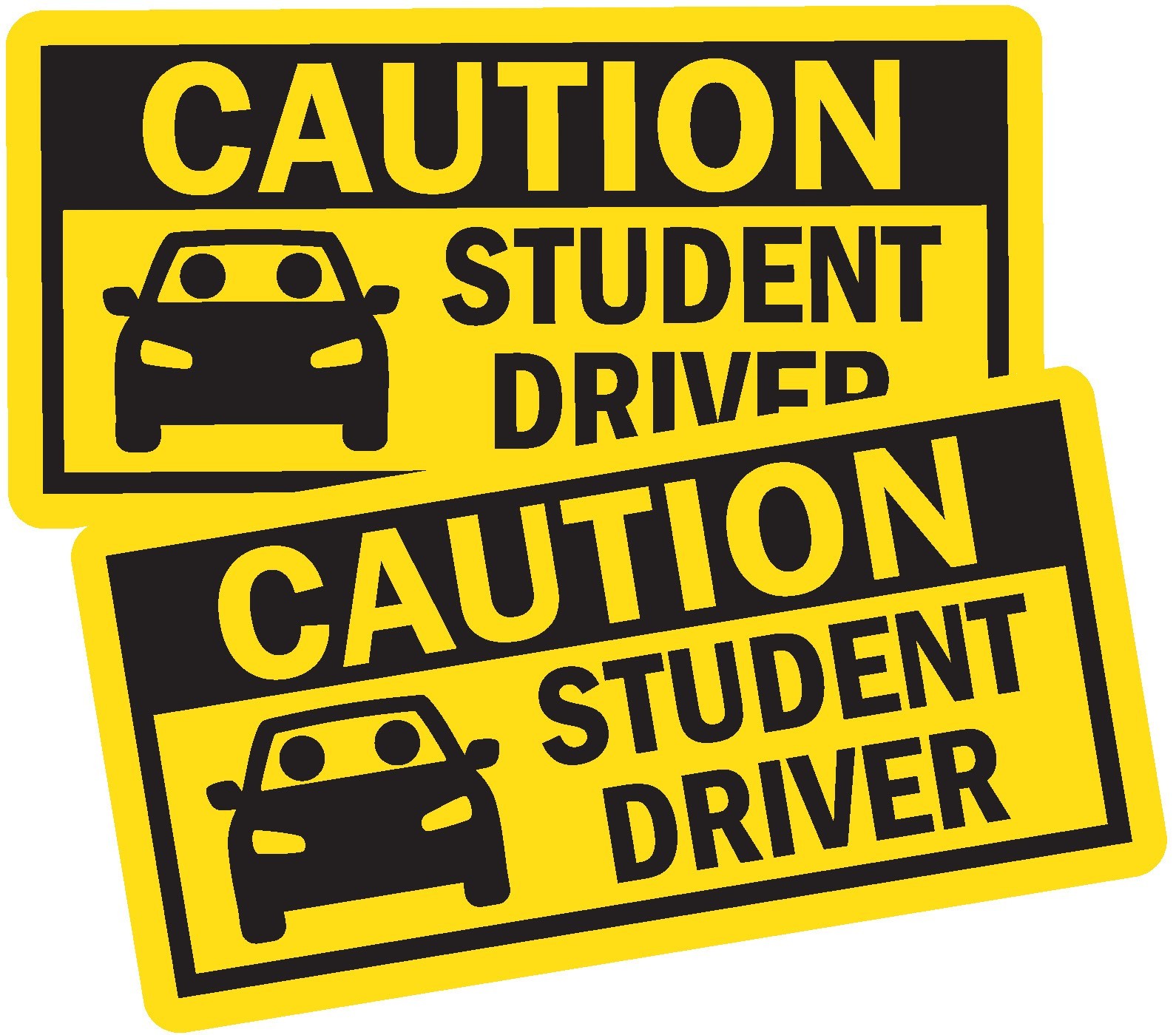 3″ x 8.5″ Caution Student Driver Car Signs Bumper Sticker Decal x 2