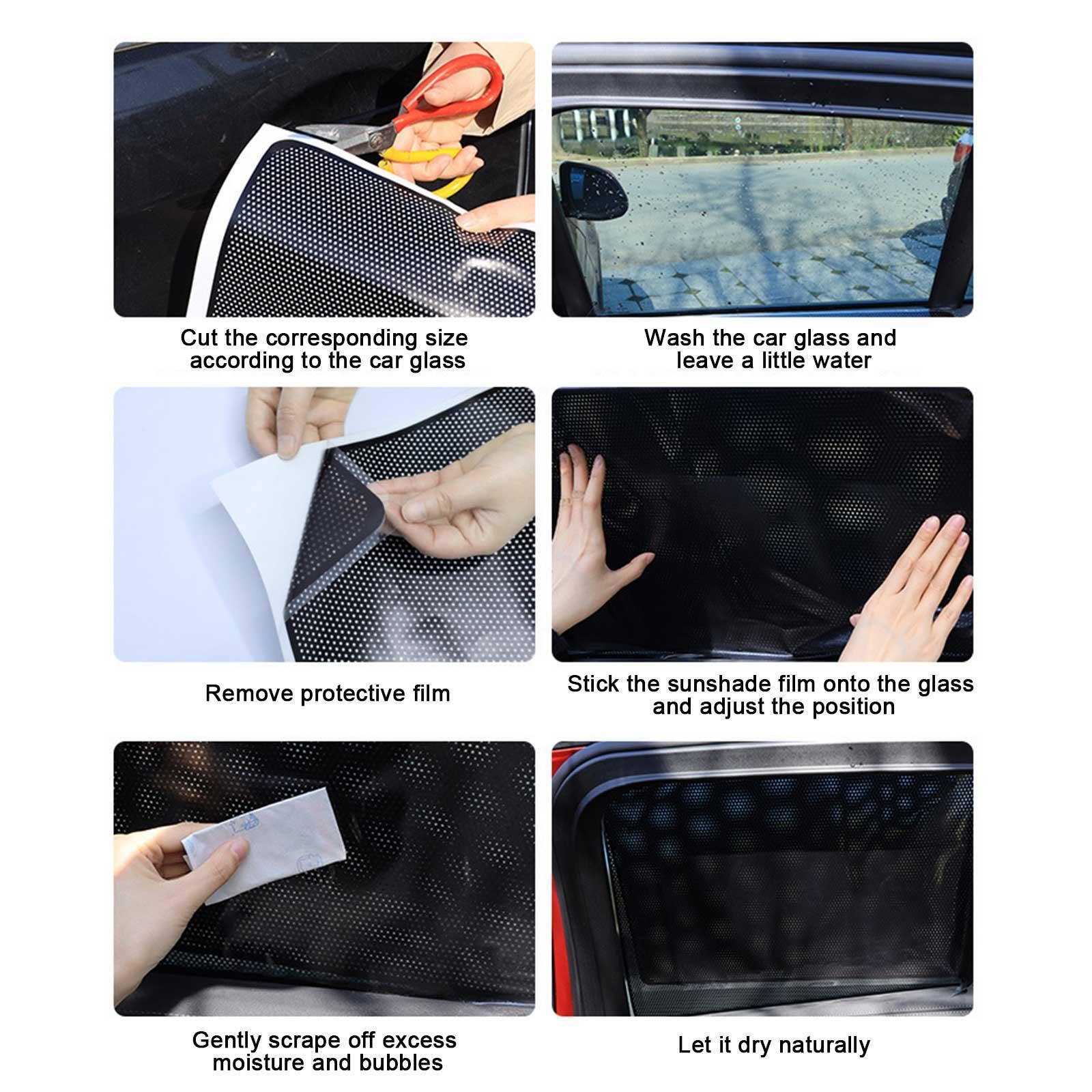 2pcs Car Side Window Mesh Film Net Sun Shade Static Sticker UV Protector