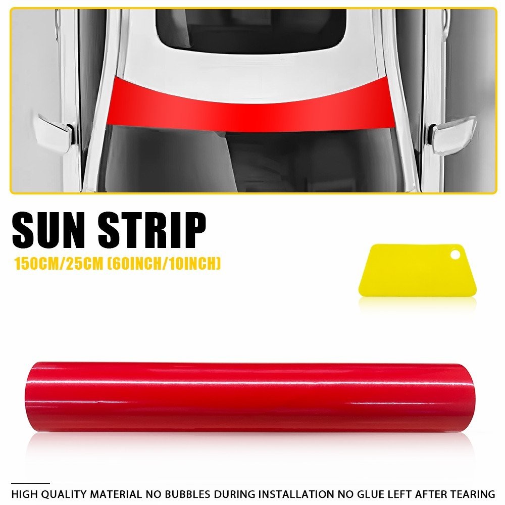 Universal Windshield Banner Vinyl Decal Sun Strip 60″x10″ Gloss Red