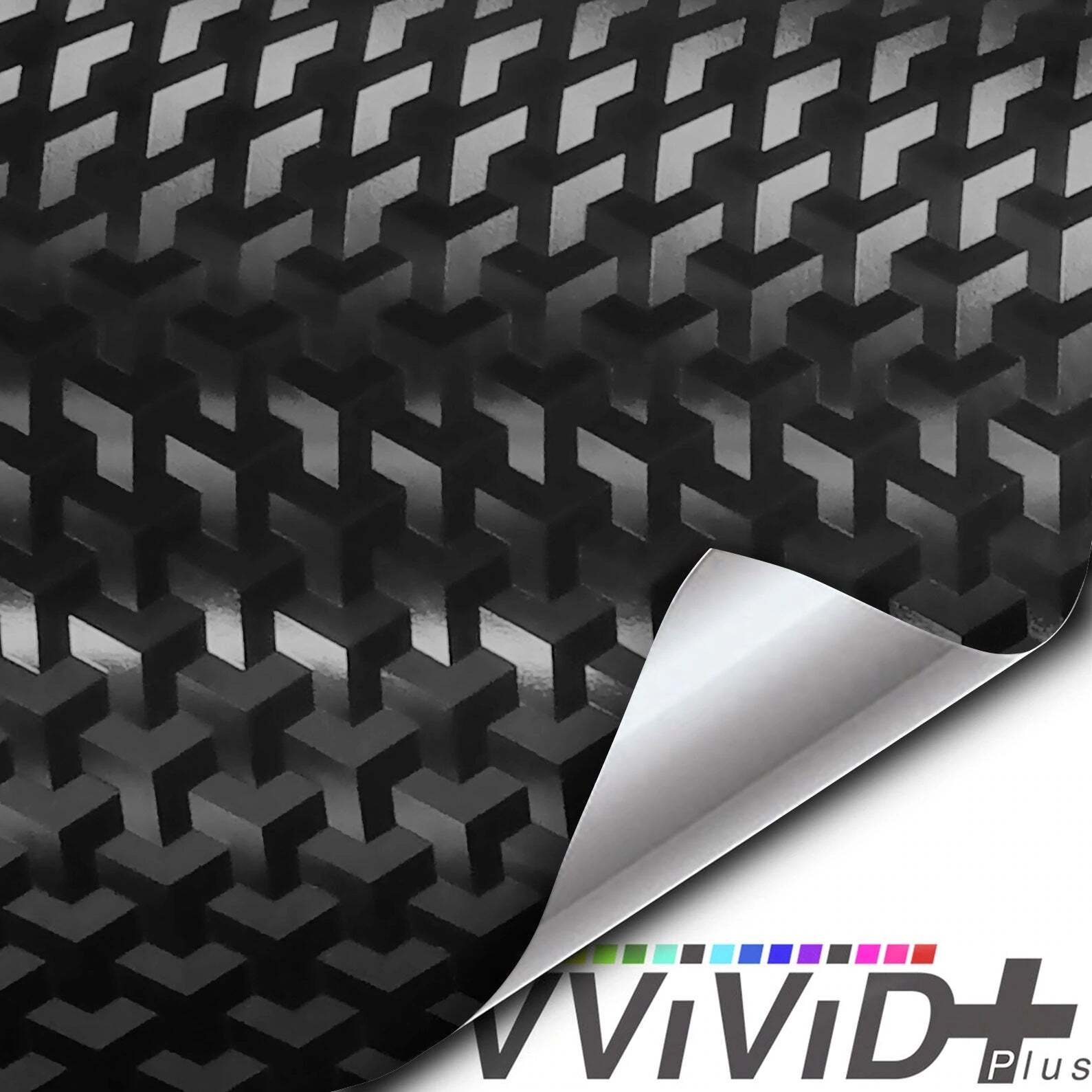 VVivid 2022 VVivid+ Designer Triangles Black Carbon Fiber Vinyl Car Wrap | V481