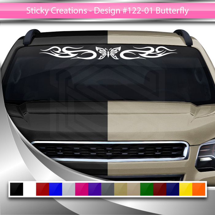 122-01 BUTTERFLY Windshield Decal Window Sticker Vinyl Graphic Tribal Butterfly