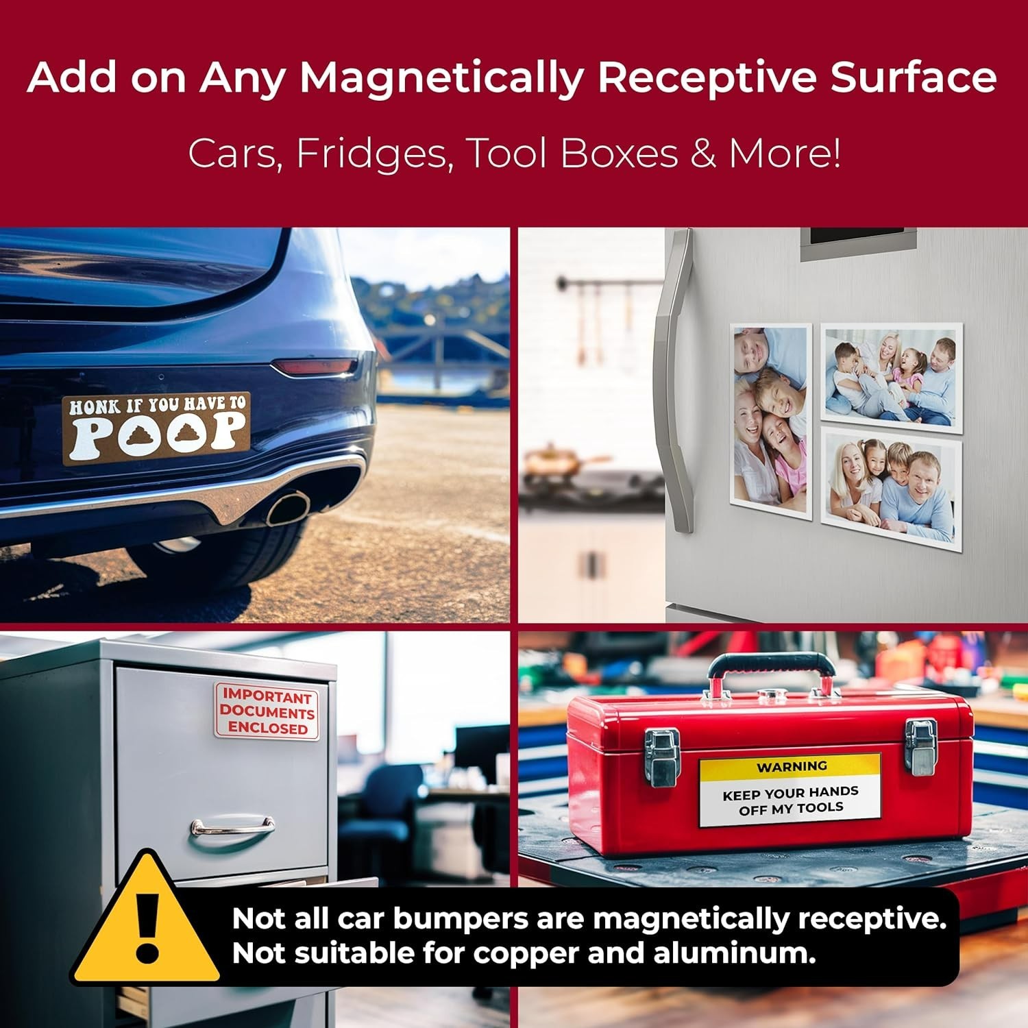 10-Pack Weatherproof Magnetic Strip for Bumper Stickers: Easy Adhesion & Removal