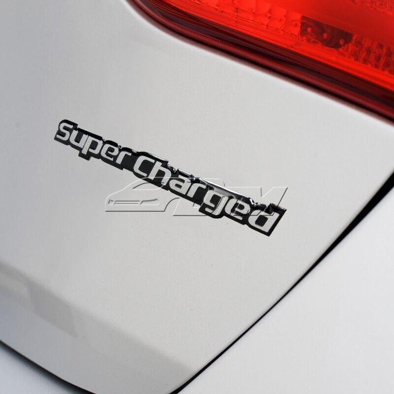 2X Silver Supercharged Aluminum Adhesive Trunk Bumper Emblem Badge Sticker Decal