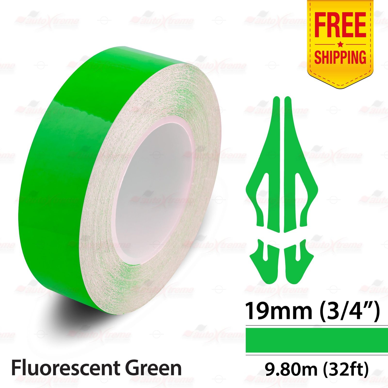 3/4″ 19mm PinStriping Stripe Tape Styling Decal Vinyl Sticker FLUORESCENT GREEN