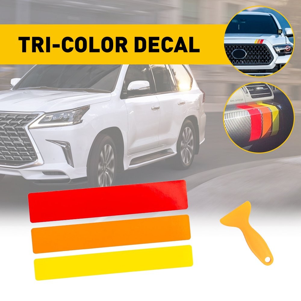 Car Classic Retro Style Tri-Color Stripe Decal Sticker Grill Decals Sports