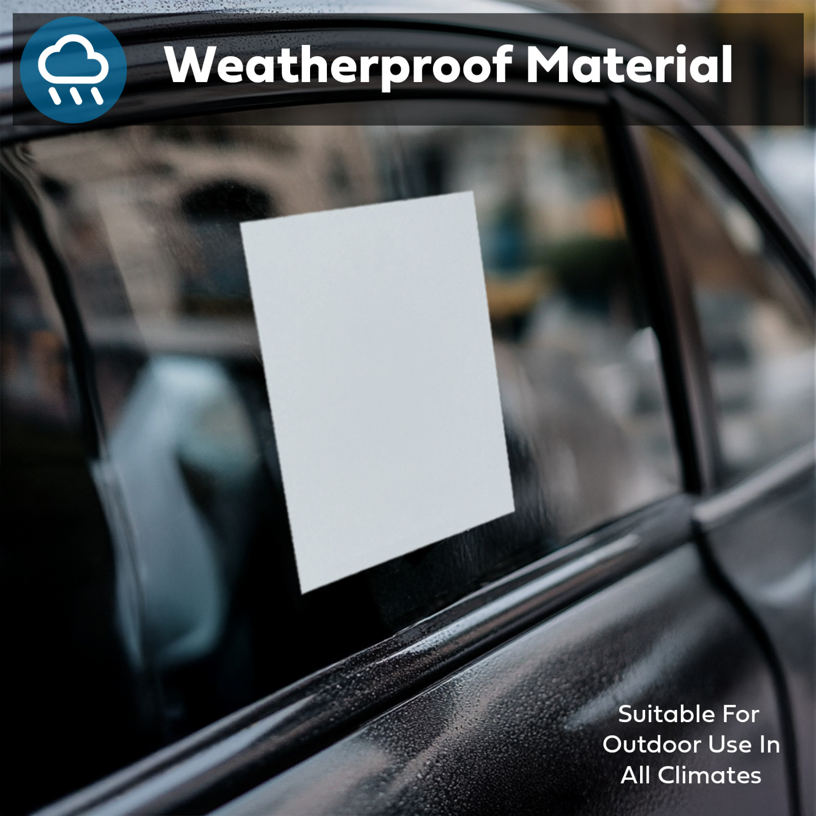 Outdoor Blank White Addendum – Exterior Car Window Stickers (100 per pack)