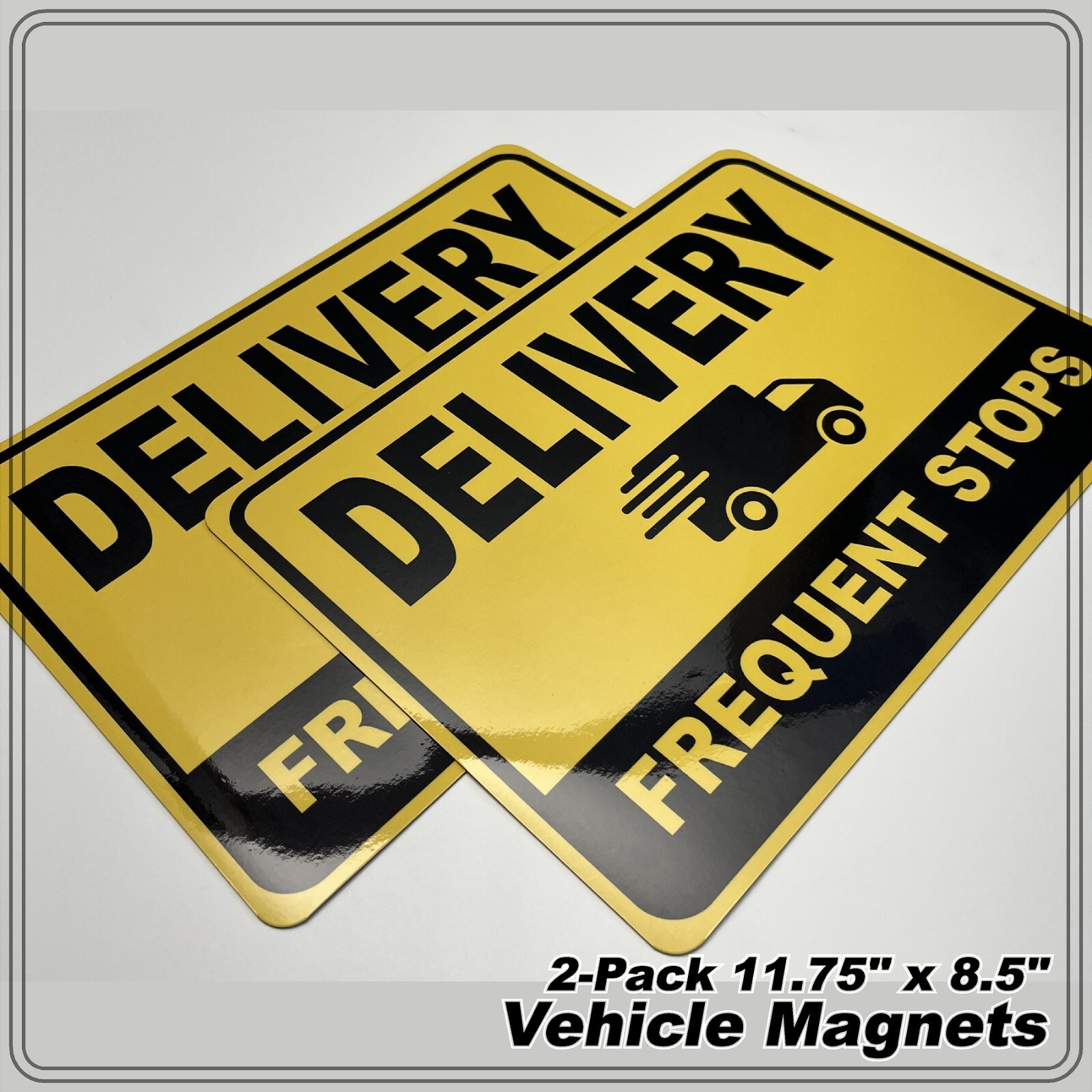 2-Pack Car Magnets for Gig Delivery Drivers 11.5″ x 5″ Yellow Black SHIPS FREE!