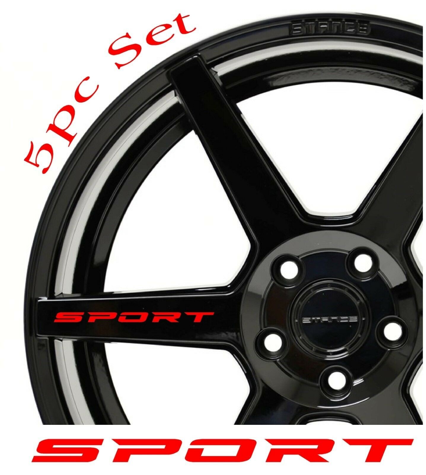 SPORT Decal Sticker Wheels Rims Racing Sport car Sticker Emblem logo 5pcs