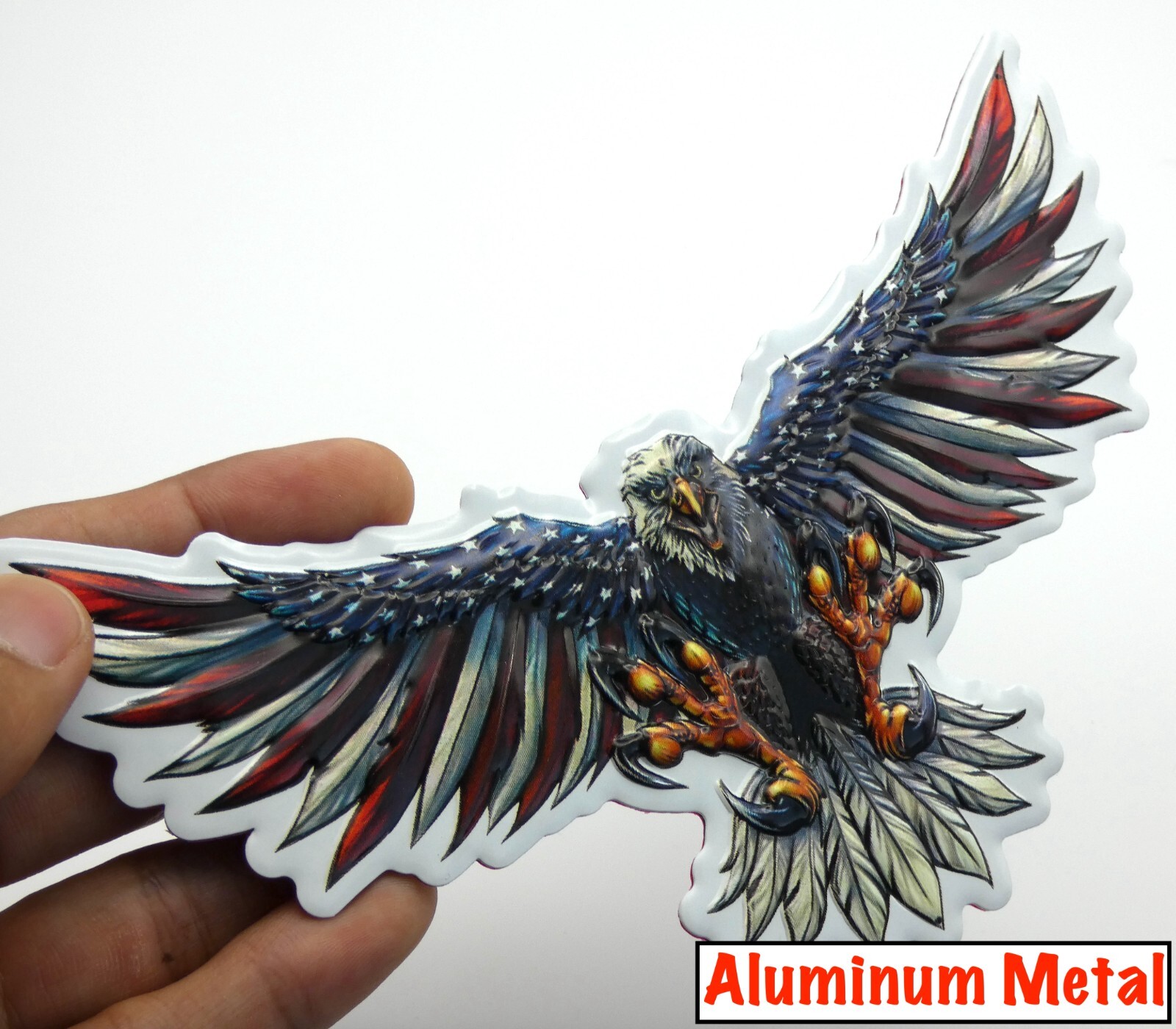 ALUMINUM Eagle Stickers VETERAN Military Decals Motorcycle, Car Emblem 6″ x 3″