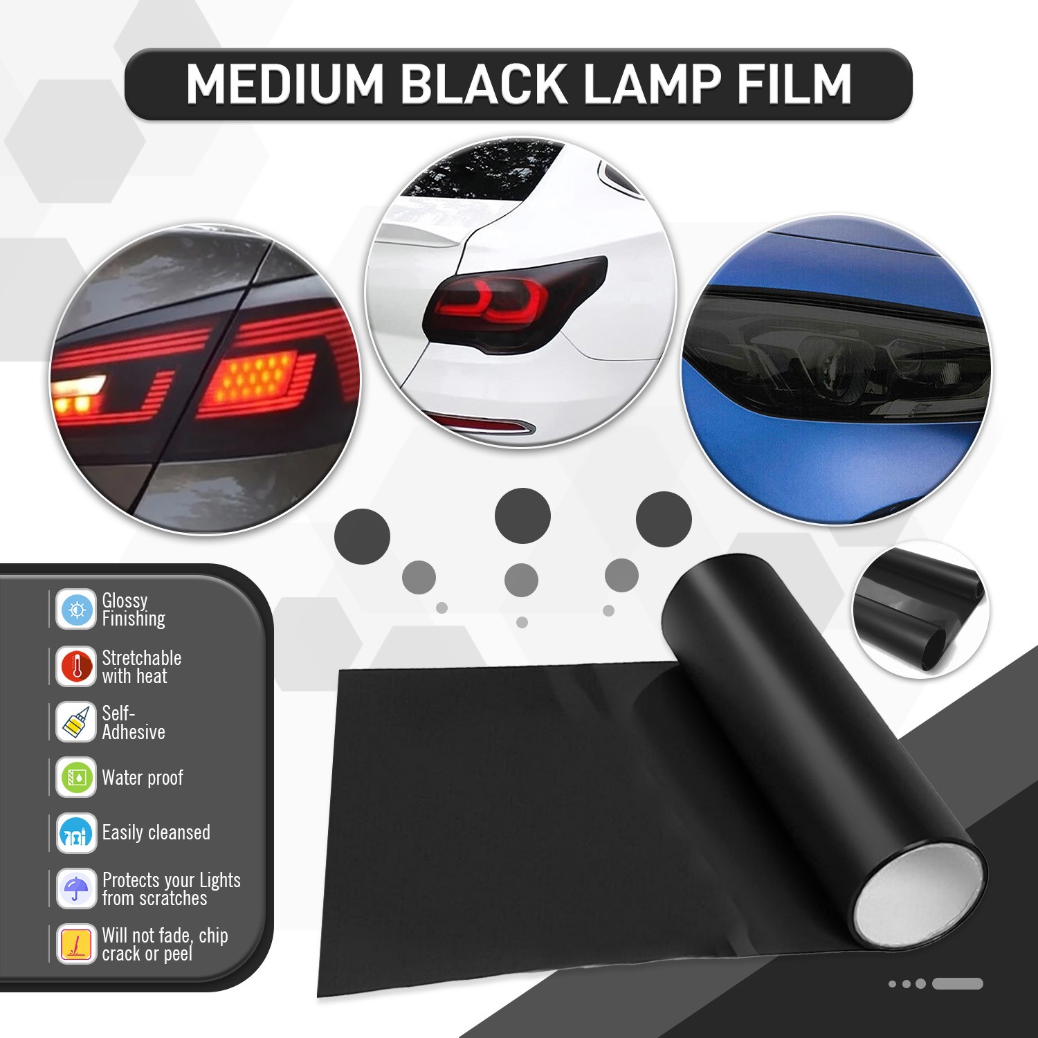 Headlight Taillight Fog Light Tint Film FOR SUV Van Truck Motor Homes,School Bus