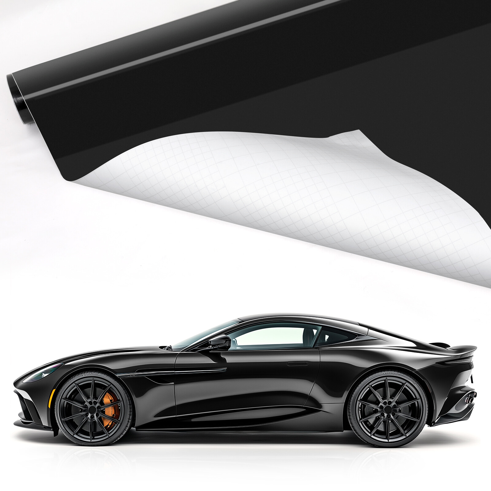 For Mercedes-Benz Roll 20FT*5FT Vinyl Car Wrap Carbon Fiber / Gloss Black