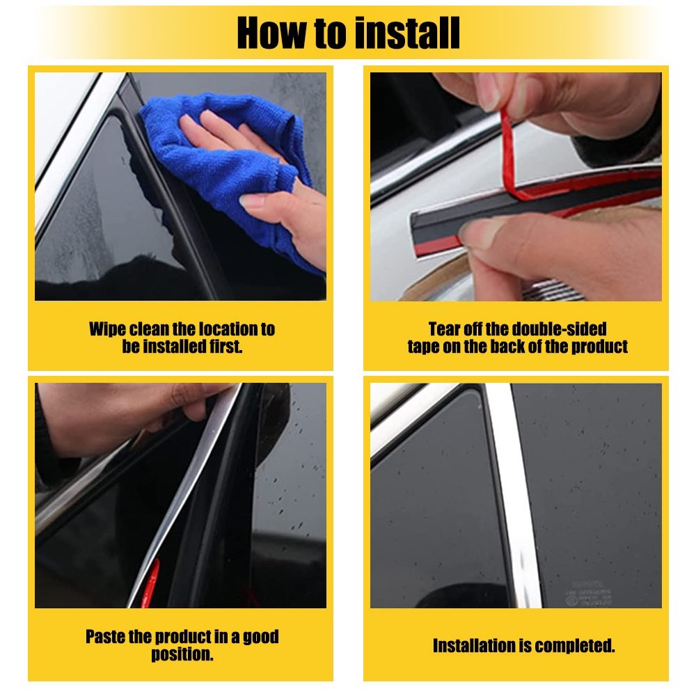 Universal Chrome Molding Trim Car Door Body Guard Scratch Protector Strip Decor
