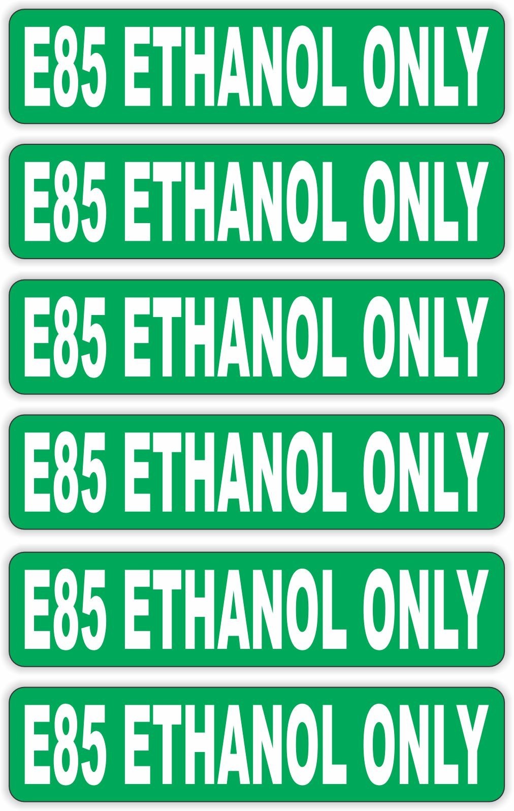 6 pcs – E85 ETHANOL ONLY Vinyl Stickers Decals Gas Diesel Can Marker Labels