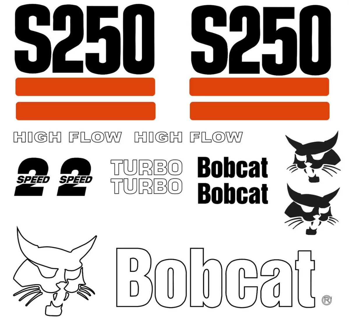 DECAL KIT for Bobcat skidsteer S250 track loader decals Stickers
