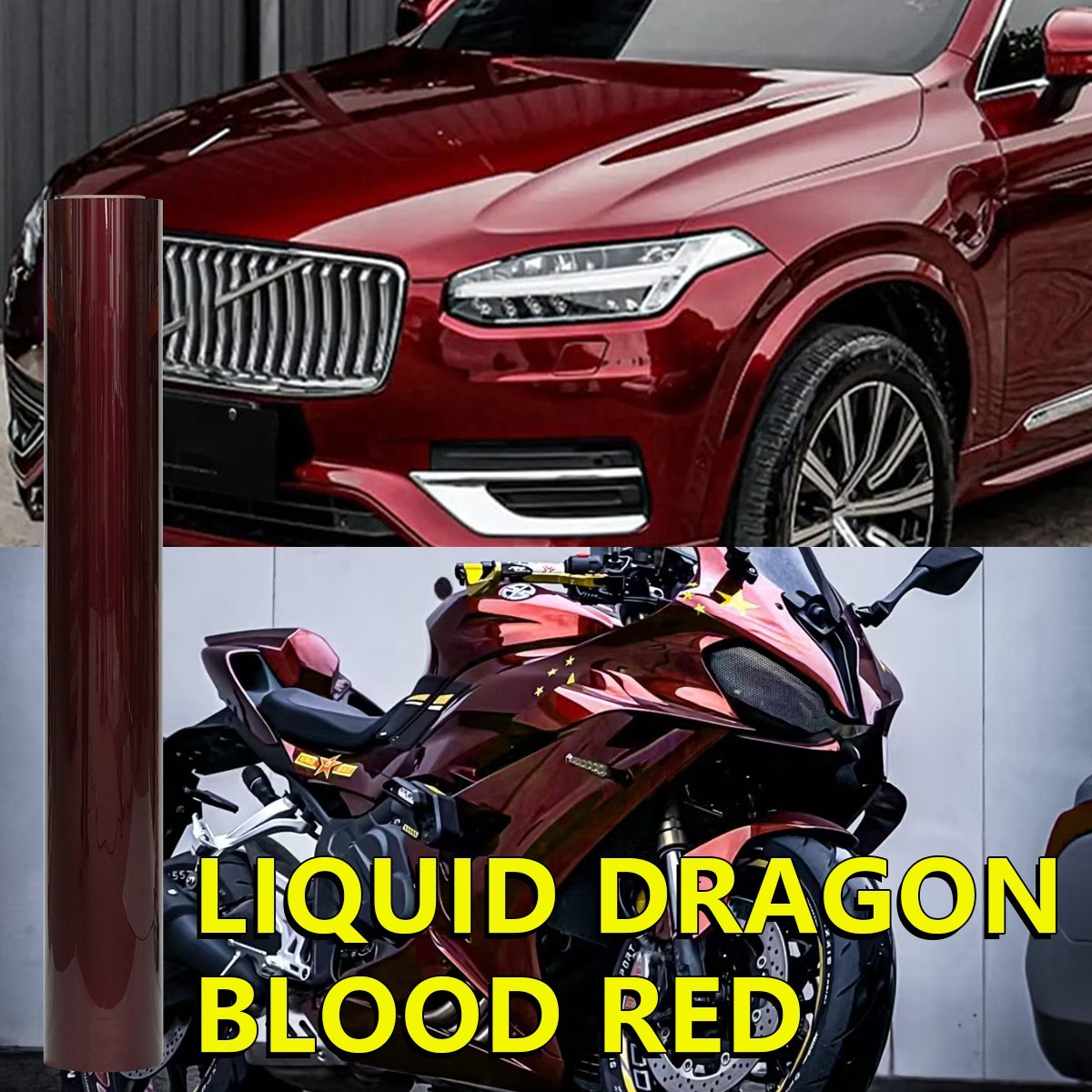5FTx50FT PET Liquid Metallic Dragon Blood Red Vinyl Wrap Self-Adhesive US Stock