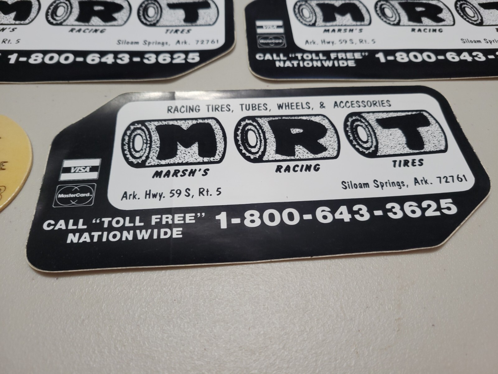 3x Vintage 9″ x 4.25″ Marsh’s Racing Tires Sticker Decal Racing Car Drag Racecar