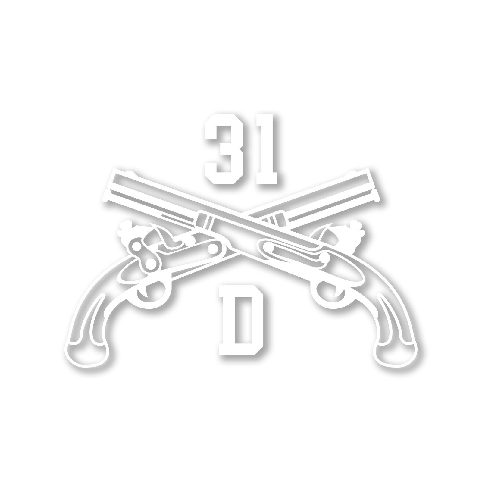 Army MOS 31D CID Special Agent Crossed Pistols Insignia Decal 3″ x 5.5″
