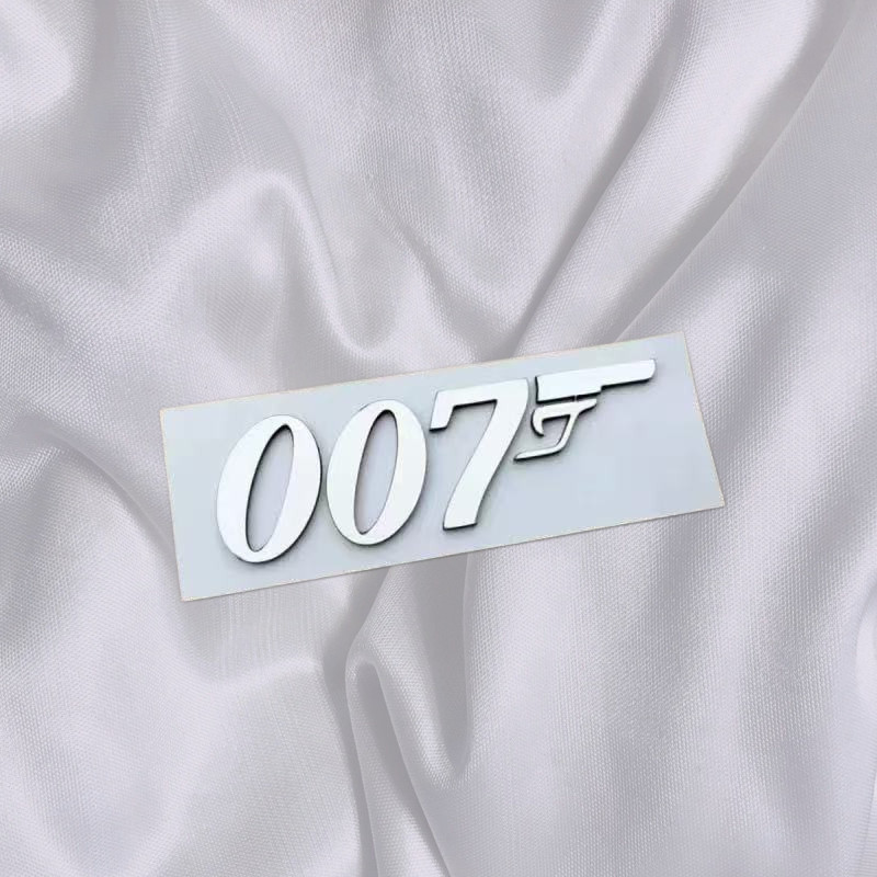 Chrome / Black 007 Sport Racing Car Rear Fender Interior Dashboard Badge Emblem