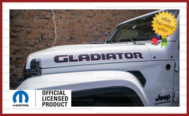 2019 – 2024 Jeep GLADIATOR Hood Graphics Vinyl Decals Sticker JT Black Red FJ3G0