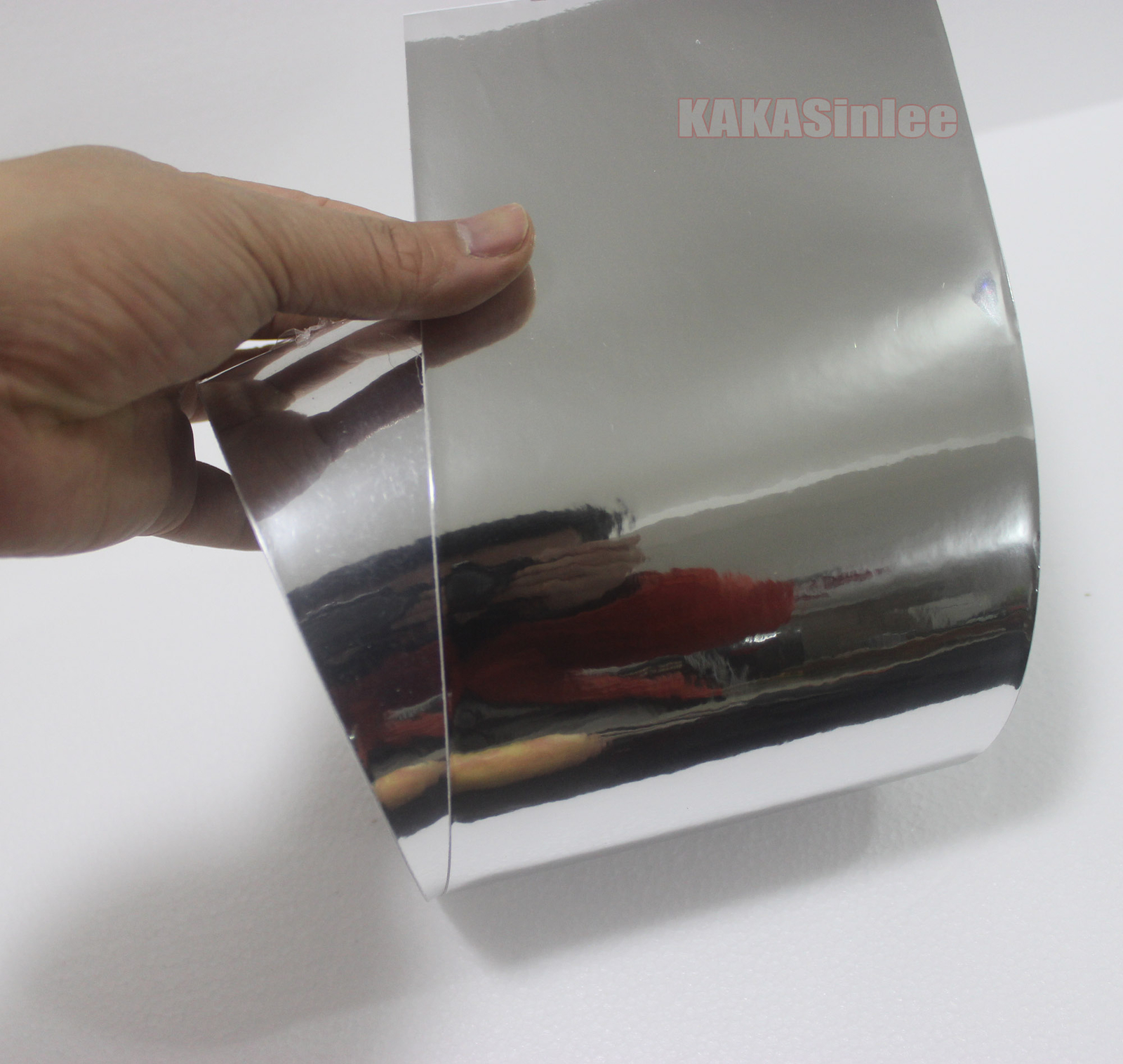 4inch Wide Adhesive Glossy Mirror Chrome Vinyl Wrap Car Sticker Strip Silver AB