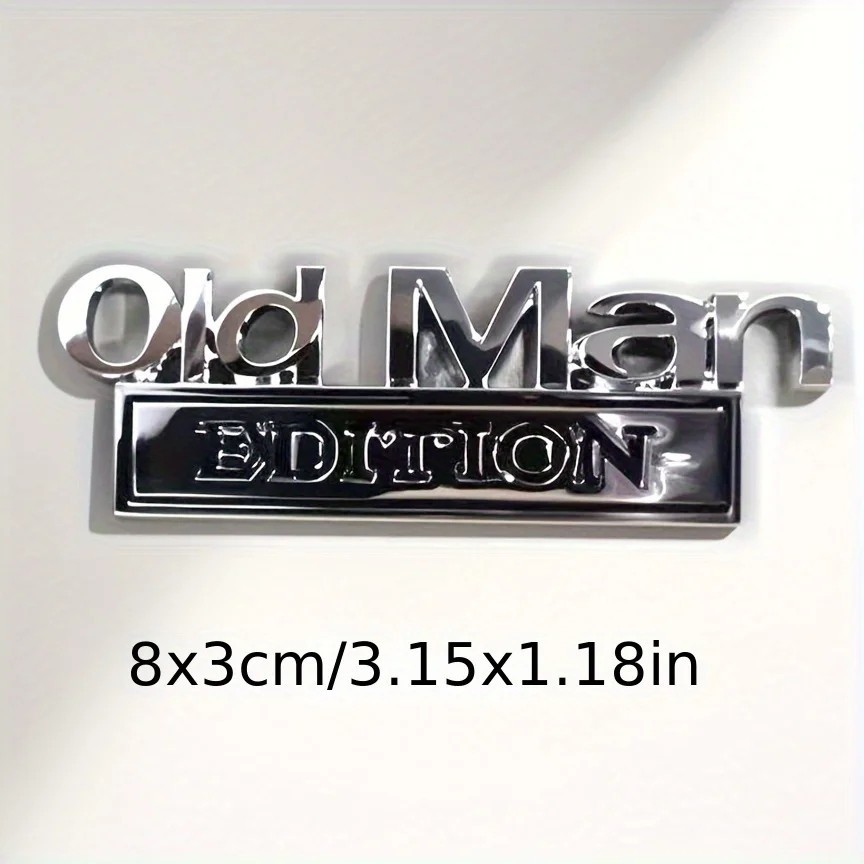 2Pcs Old Man Edition 3D Emblem Sticker Badge Fender Funny Decals Car Decoration
