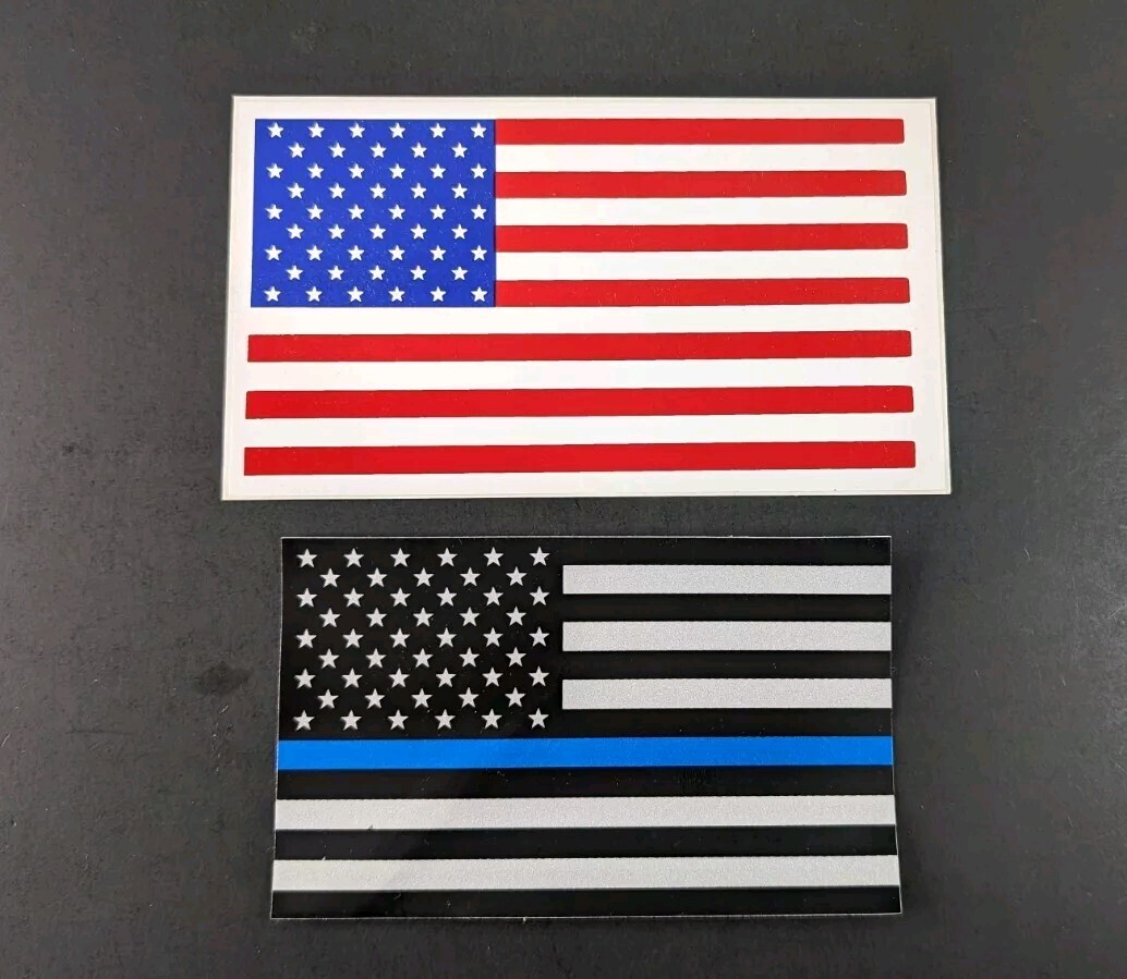 USA American Flag Sticker LOT 6″x3.5″ & Thin Blue Line 5″x3″ Vinyl Decal Bumper