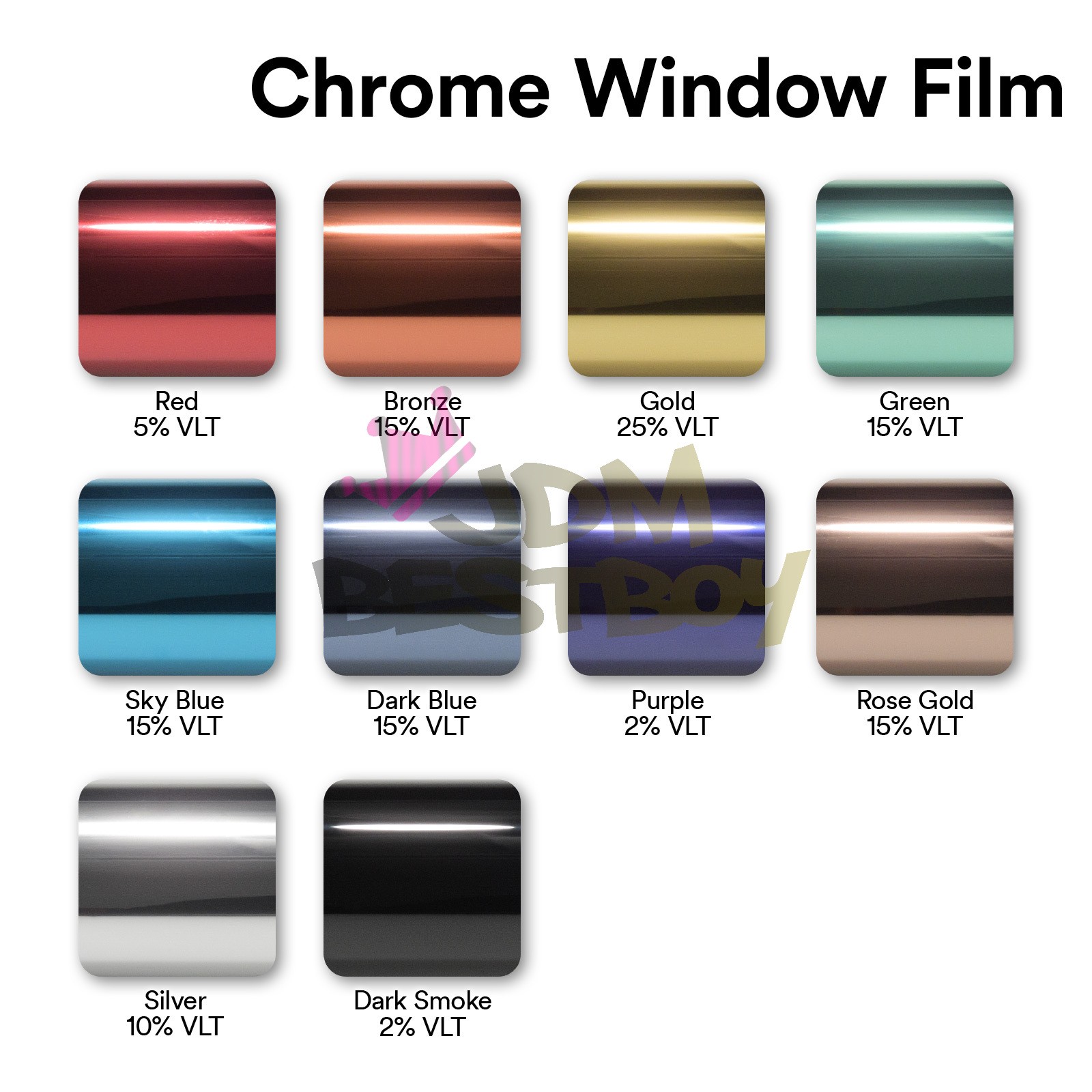 Red Chrome Window Tint One Way Mirror Film UV Heat Reflective Home Office DIY