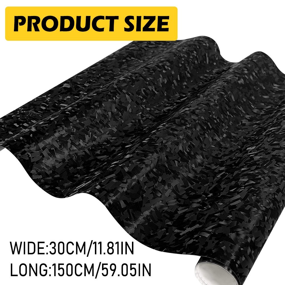 24K Chopped Carbon Forged Sticker Fiber Decal Black Gloss Car Vinyl Wrap Sheet