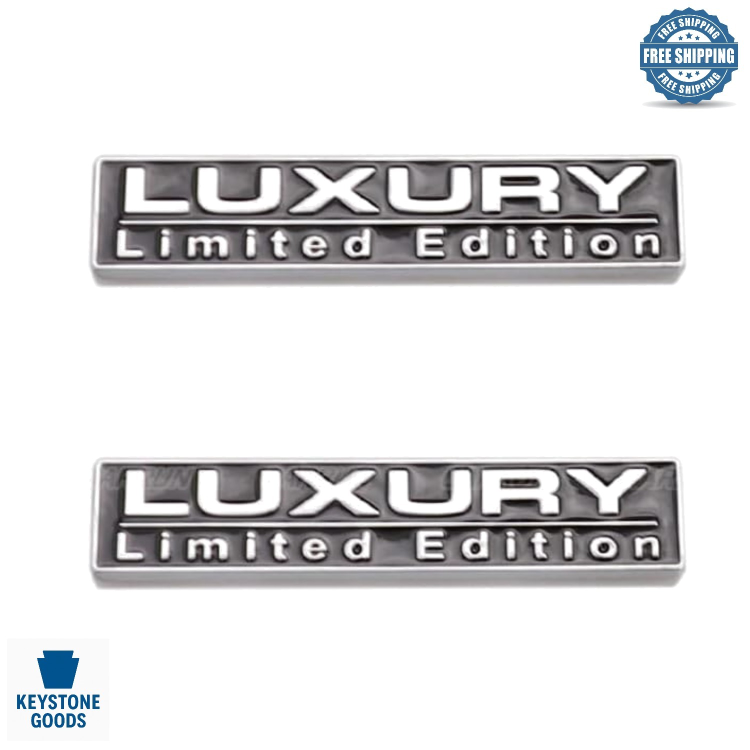 2 Pcs Luxury 3D Emblem Decal for Car – Silver Black, Waterproof & Fade-Resistant