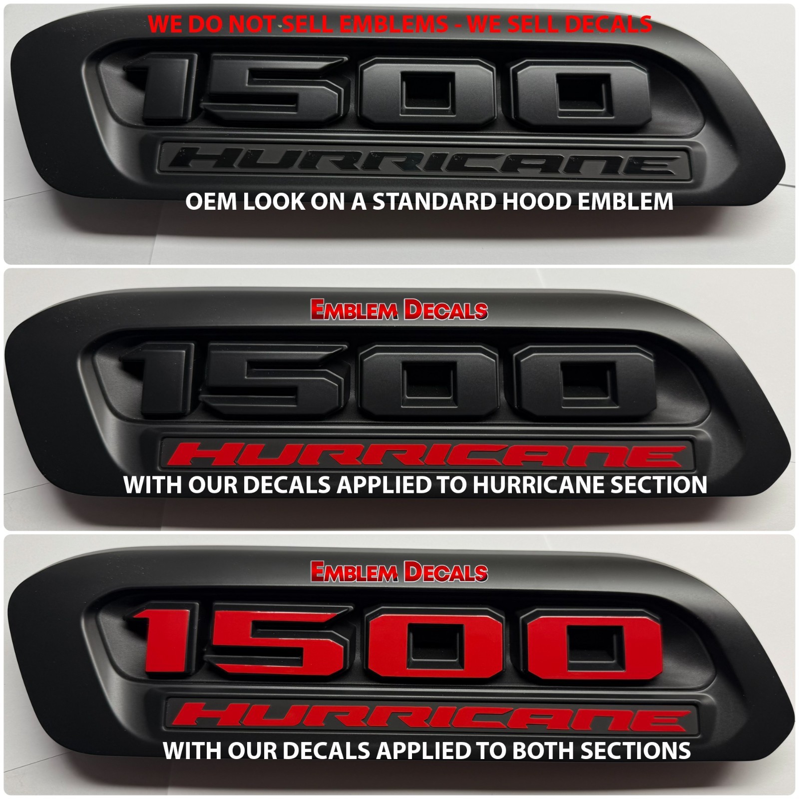 2026 RAM ” 1500 HURRICANE ” Standard Hood Emblems Overlay Decal Twin Turbo