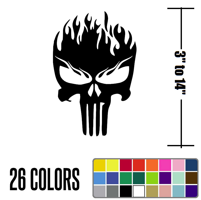 x2 Punisher Skull Helmet Decal Sticker,Motorcycle,bike,Helmet, Car,Truck (h13