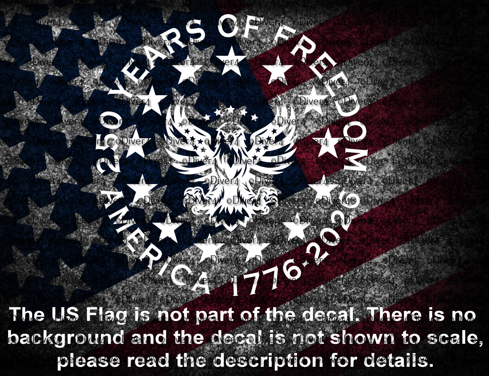250 Years Of Freedom America 1776-2026 US Flag Eagle & Circle Of Stars Decal