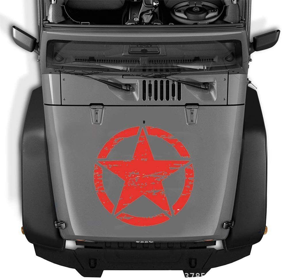 20″x20″ Distressed Military Army Star Sticker for Car Truck SUV Hood Door Red US