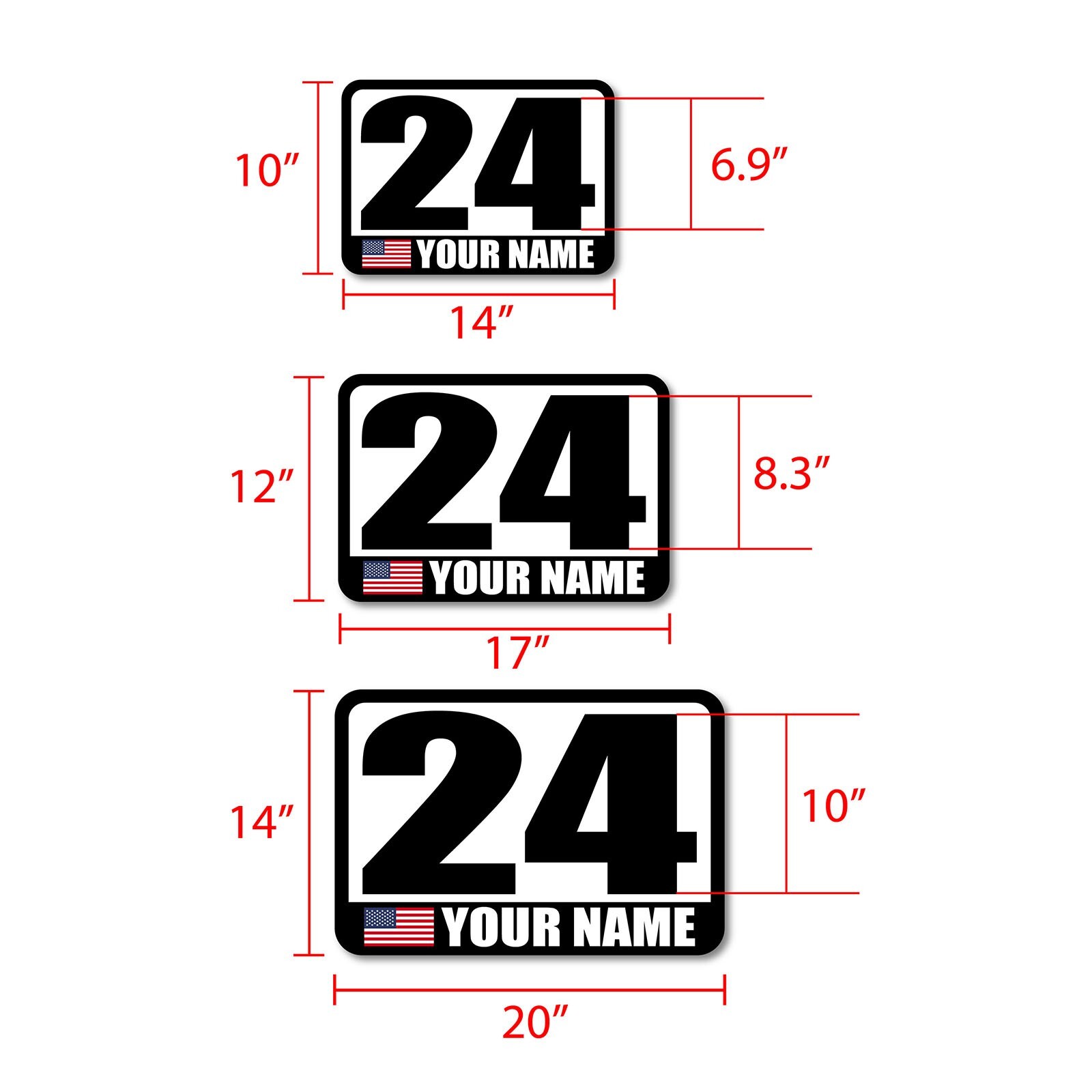 2 pcs Custom Racing Track Day Autocross Numbers Name Flag Car Door Vinyl Decal