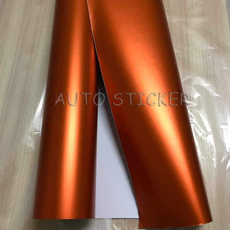 50FT x 5FT Metallic Matte Chrome Vinyl Whole Car Wrap Sticker Bubble Free Orange