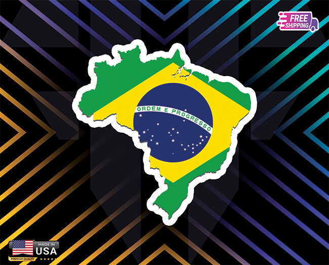BRASIL FLAG BANDERA MAP LAPTOP USA STICKER, DECAL, 5YR VINYL FREE GIFT CAR