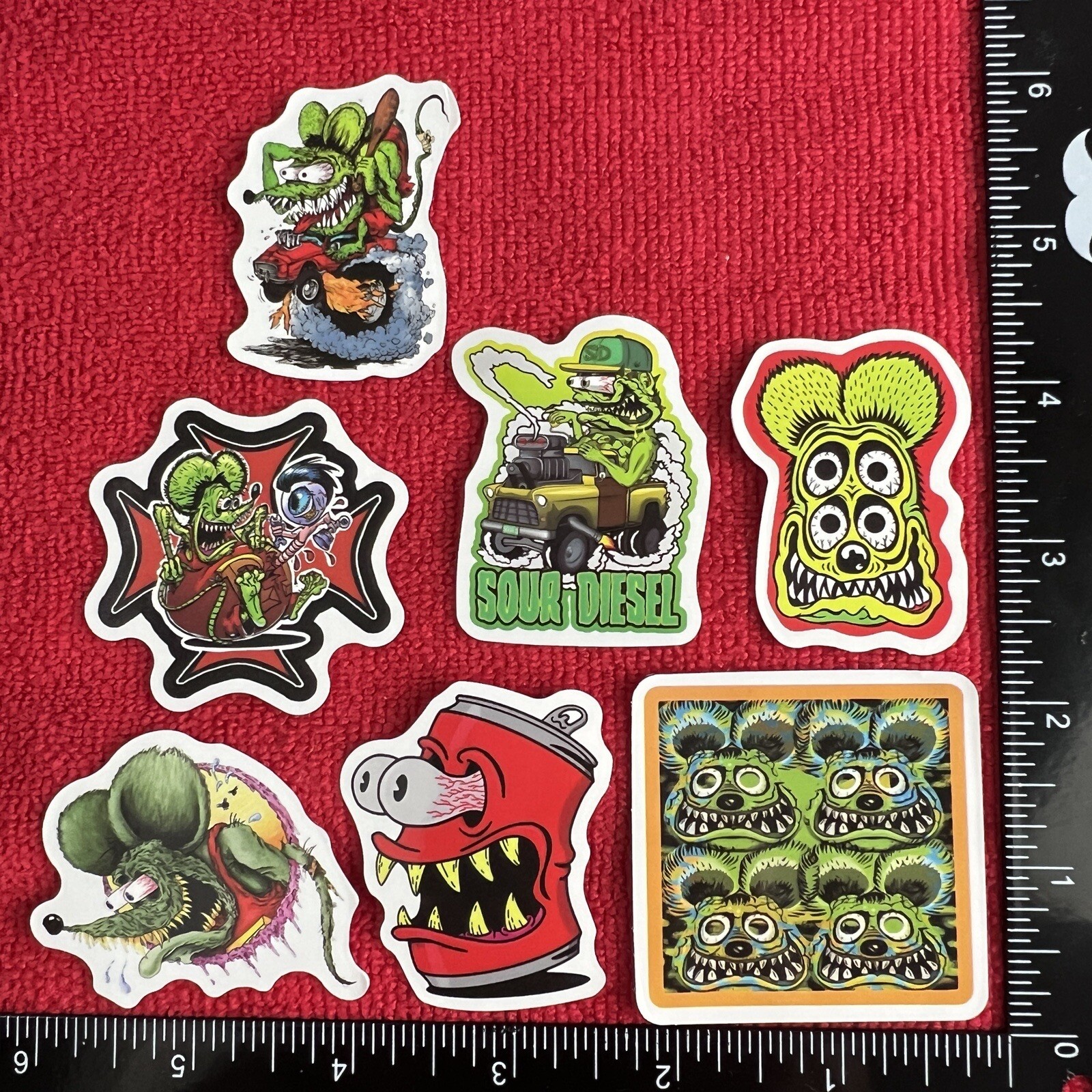 🔥 7 Rat Fink Mouse Ed Big Daddy Roth Hot Rod Art Vinyl Decal Sticker Car Truck